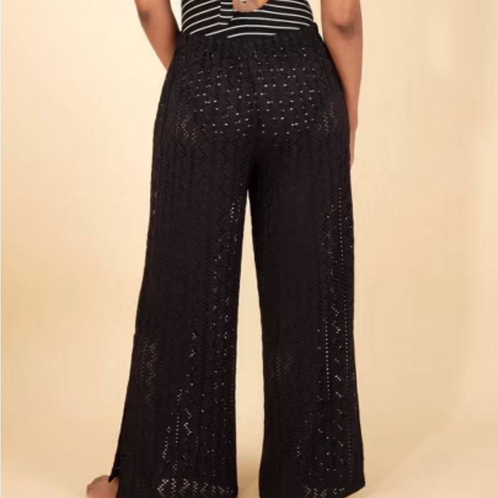 Women's Crochet Side Slit Cover Up Pants - Picture 2 of 6